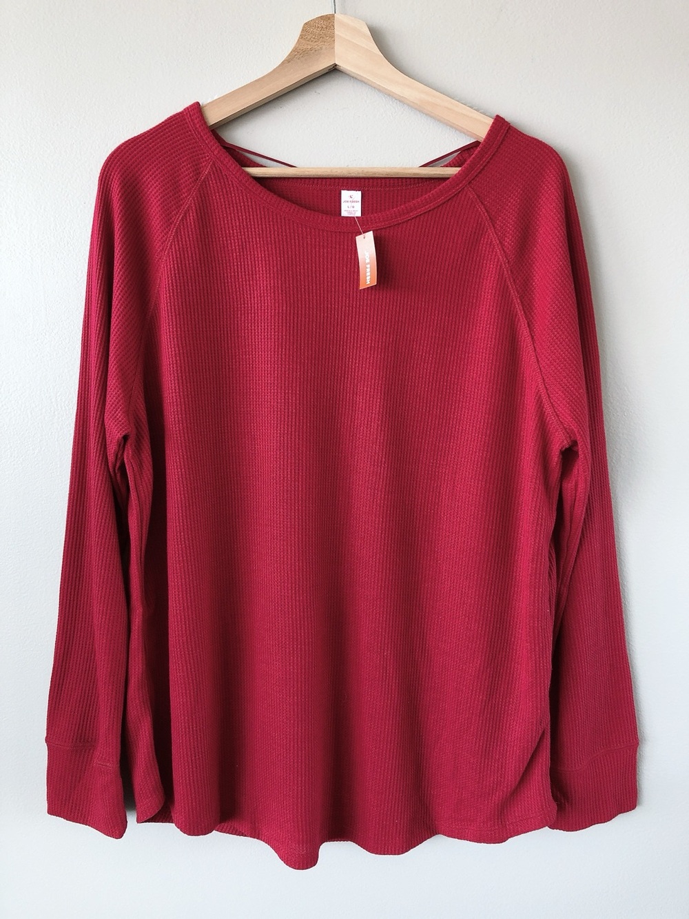 Joe Fresh Shirt Waffle Knit Red Long-Sleeve Top large shirt tee